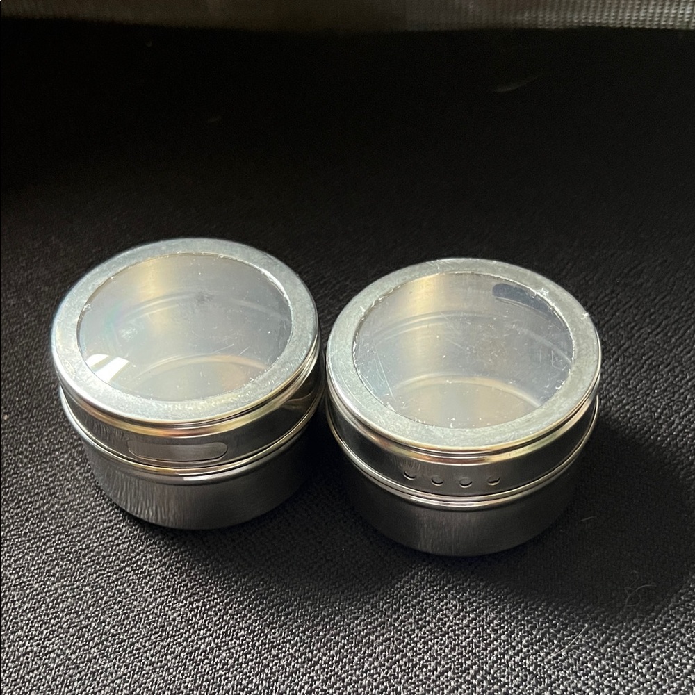 Set of 2 New Silver Metal Spice or Salt and Pepper Containers